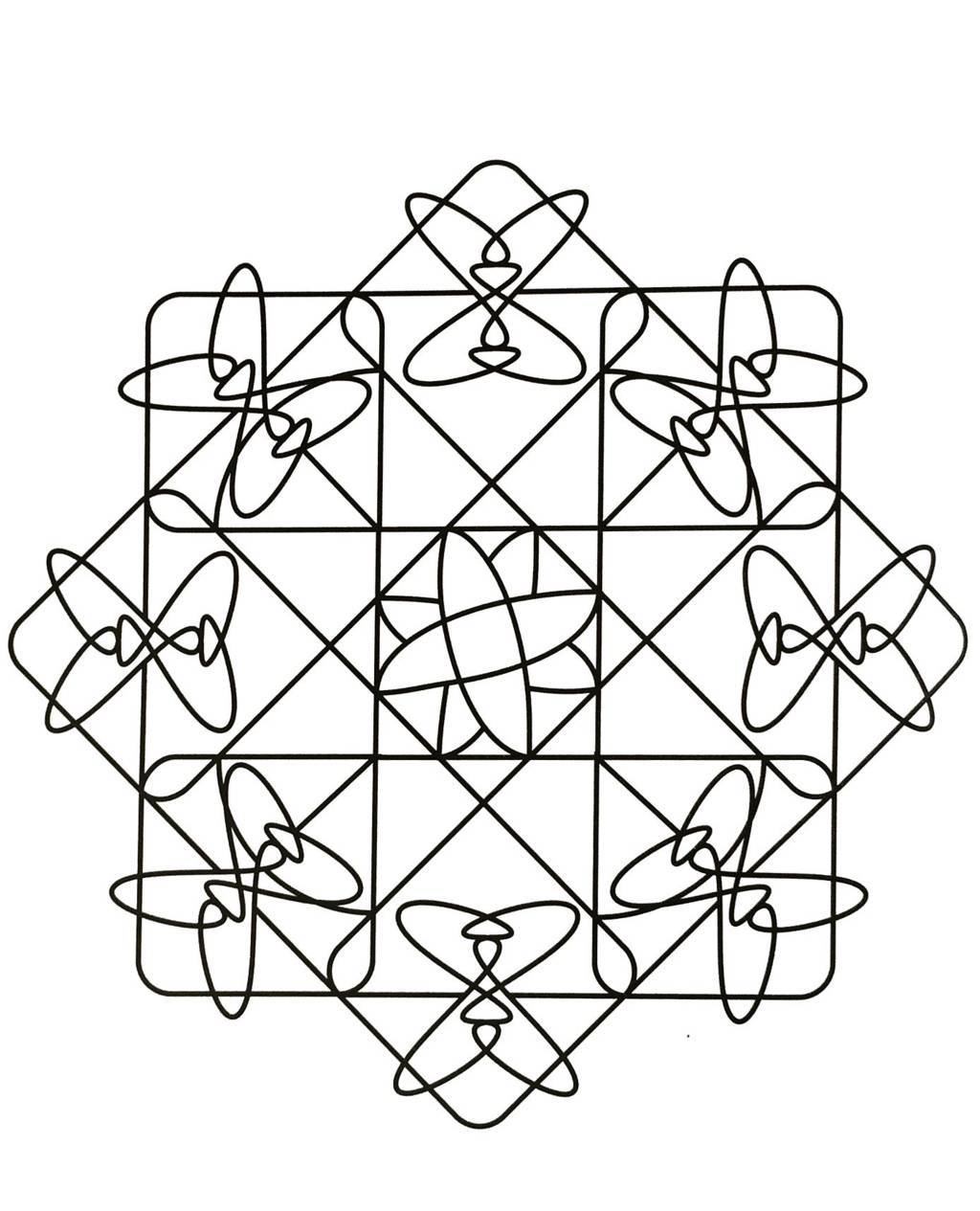 Coloriage Mandala ornemental aux spirales entrelacées - Mandala à imprimer